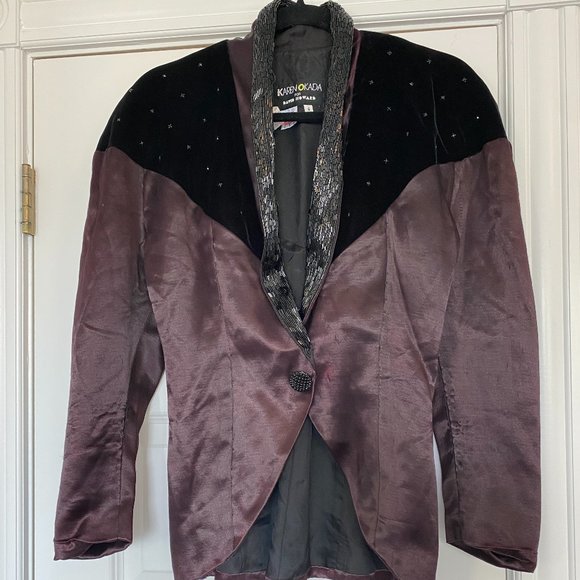 KAREN OKADA FOR DAVID HOWARD SILK AND VELVET STUDDED BLAZER FESTIVAL BURNINGMAN - Picture 3 of 6